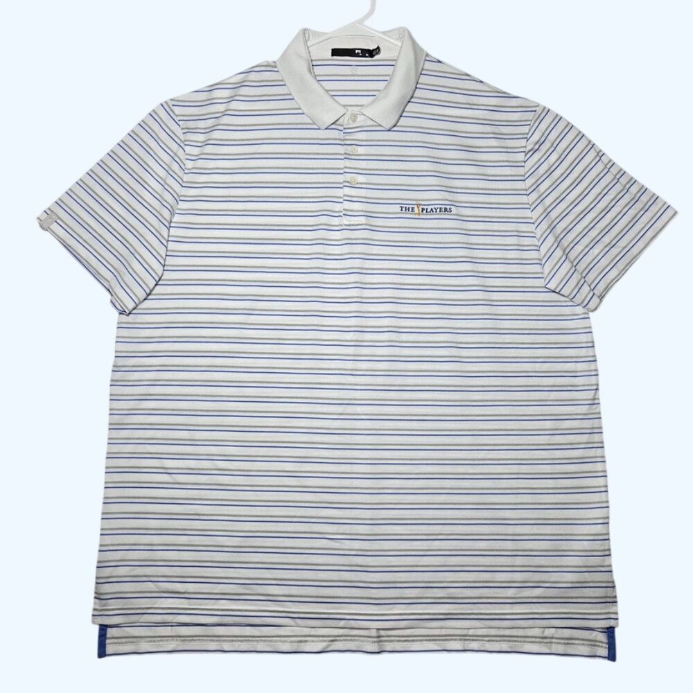 RLX Ralph Lauren Mens XXL The Players Golf Polo Shirt Striped White Blue Gray - Picture 2 of 9